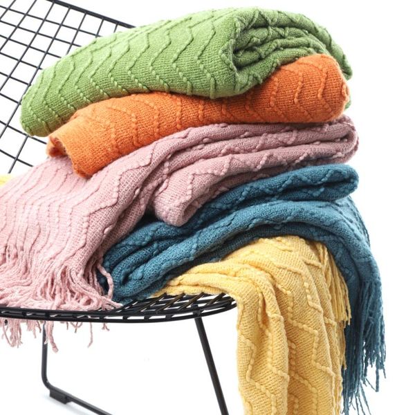 

battilo lightweight throw blanket textured solid soft sofa couch cover decorative knitted blanket, 50"x60"