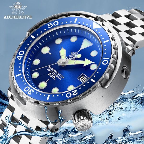 

addies diving tuna 300m watch automatic steel stainless ceramic bezel nh35 men's mechanical fashion wristwatches, Slivery;brown