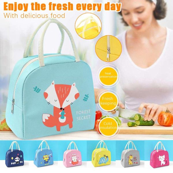 

storage bags kids lunchbox picnic supplies insulated cooler lunch box cartoon animal bag tote thermal food women #p2