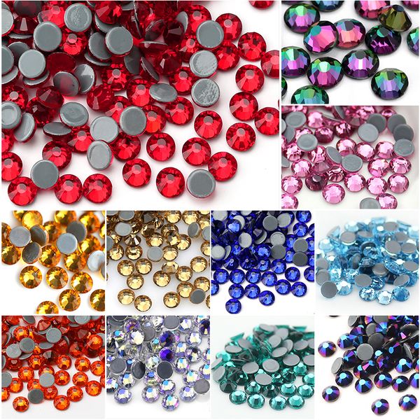 Multi-cor SS6-SS30 Cristal Glitter Strass Flatback Hot Fix Rhinestones para Nail Art Costura Tecido Decorion