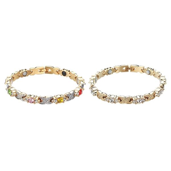 

charm bracelets anti-fatigue crystal bracelet germanium magnetic health chain jewelry gift, Golden;silver