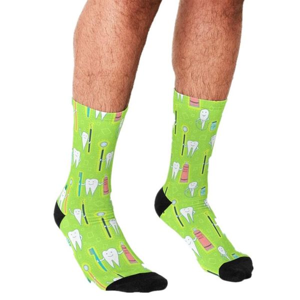 

men's socks funny men dental hygienist tools printed hip hop happy cute boys street style crazy novelty for, Black