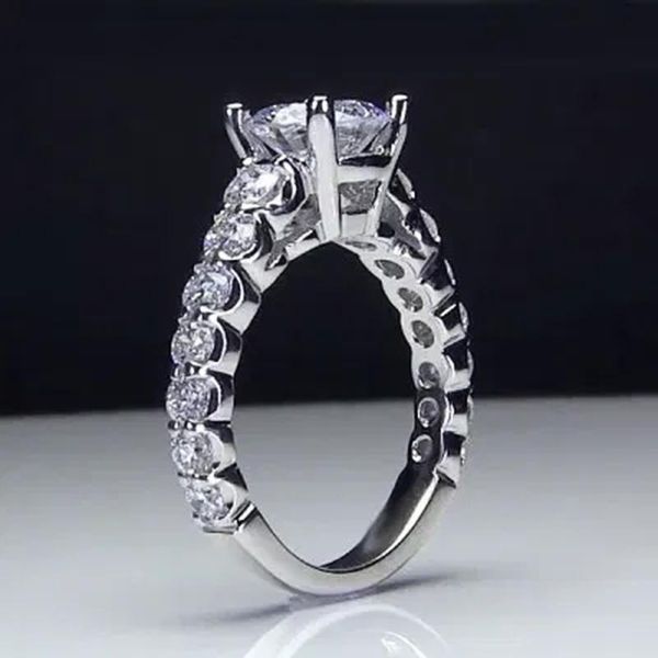 

wedding rings huitan elegant women finger with round crystal cz stone simple design bridal marriage fashion luxury jewelry, Slivery;golden