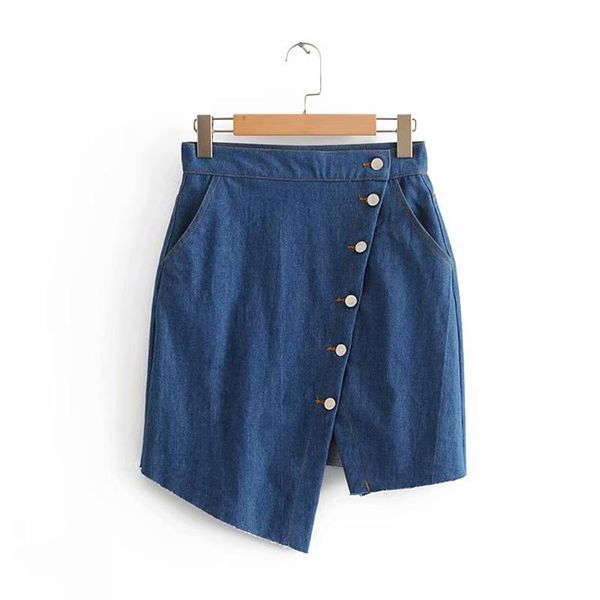 

skirts geckoistail 2021 summer women's mini denim asymmetrical button high waist female casual slim elegant skirt bottom clothes, Black