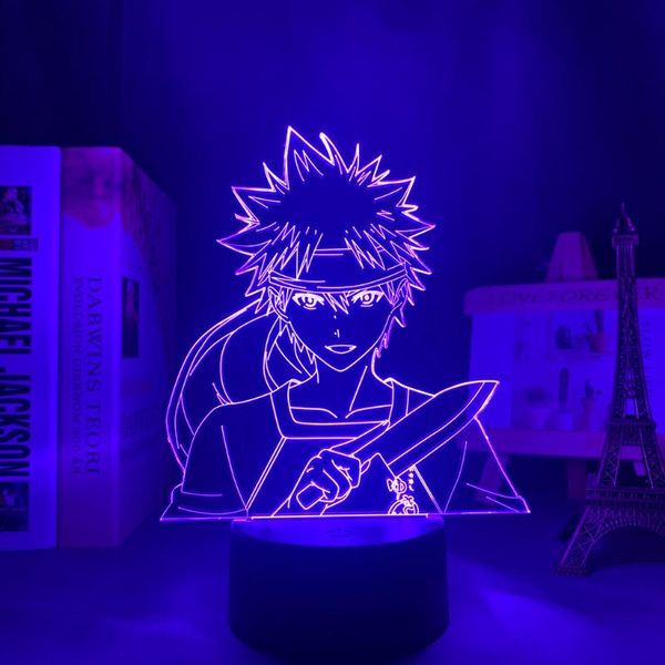 

night lights food wars shokugeki no soma yukihira led light for bedroom decor birthday gift nightlight anime desk 3d lamp
