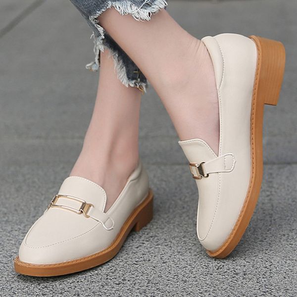 

women shoes 2020 new european american fashion retro small leather shoes pumps comfortable slip-on light-mouthed single shoes, Black