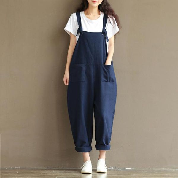 

women's jeans 2021 harajuku spring autumn large size women art retro dark blue sand cotton strap casual -3xl