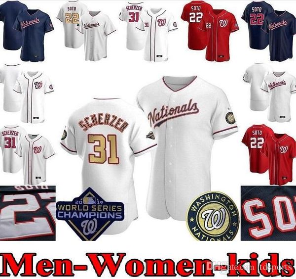 

2020 new 31 max scherzer #7 trea turner 37 stephen strasburg 22 juan soto men women youth custom authentic baseball jerseys, Blue;black