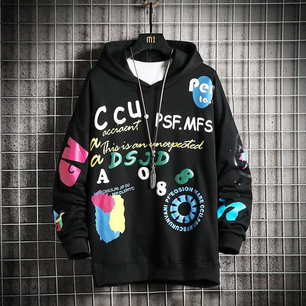 

men's hoodies & sweatshirts oversized nice male hip hop print sweatshirt harajuku japanese streetwear anime hoodie men, Black
