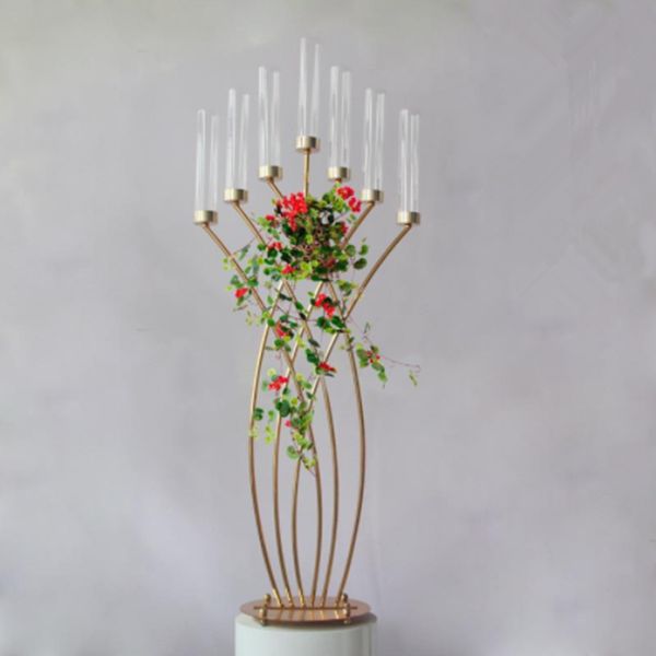 Flowersr Ball Stand Tromba Vaso Centrotavola Tavolo all'ingrosso portacandele decorazione di nozze paralume in acrilico fiore cornice fondale decorazioni per palcoscenici