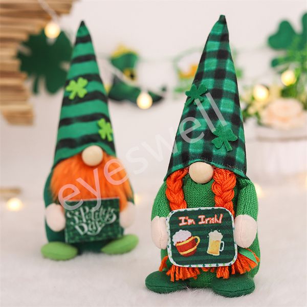St. Patrick's Day Party Faceless Doll 27cm Tomte Gnome Peluche Irlanda Lucky Elf Bambini Regali Decorazione domestica