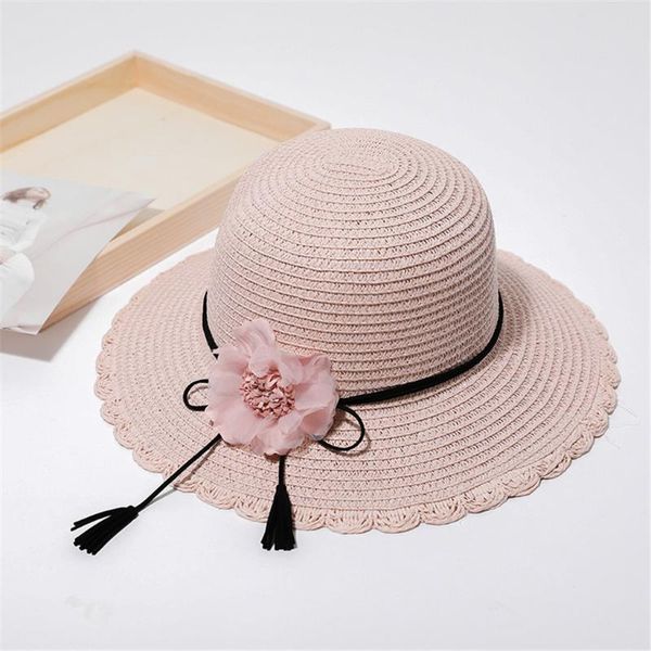 

stingy brim hats women's beach hat summer solid color wide straw big sun uv protection panama floppy with bow flower, Blue;gray