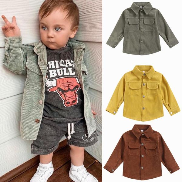 

jackets autumn winter kids corduroy jacket coats baby clothes boys girls long sleeve button-down lepal coat children outerwear, Blue;gray