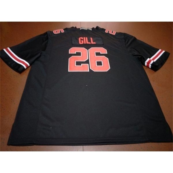 

668 ohio state buckeyes jaelen gill #26 real full embroidery college jersey size s-4xl or custom any name or number jersey, Black