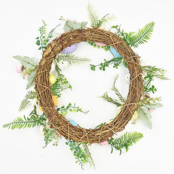 

simulation egg spring easter wreath multicolor wall hanging european style 18 inch 1pcs fashion door flower ring