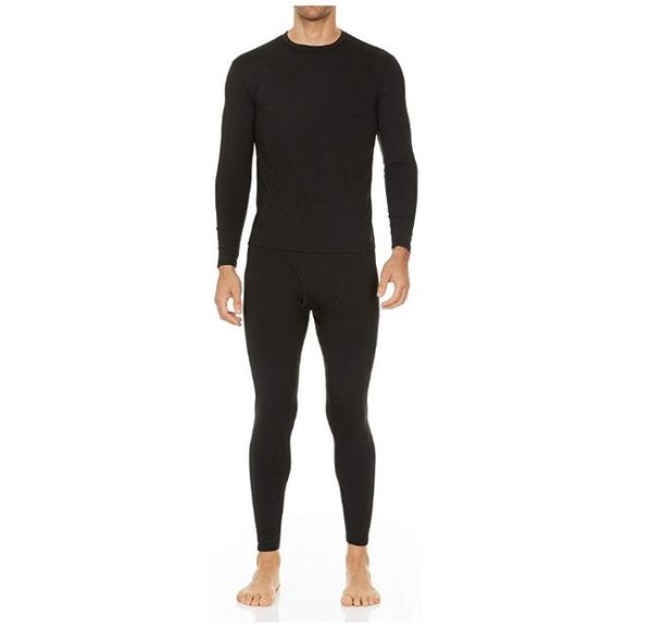 

2021 new winter 20% men's merino thermal long john set lidweight base layer and bottom wool warm underwear 6hb3, Black