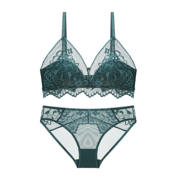 

thin lace mesh womens bra lingerie wireless bralett push up breathable underwear women panties briefs sets, Red;black
