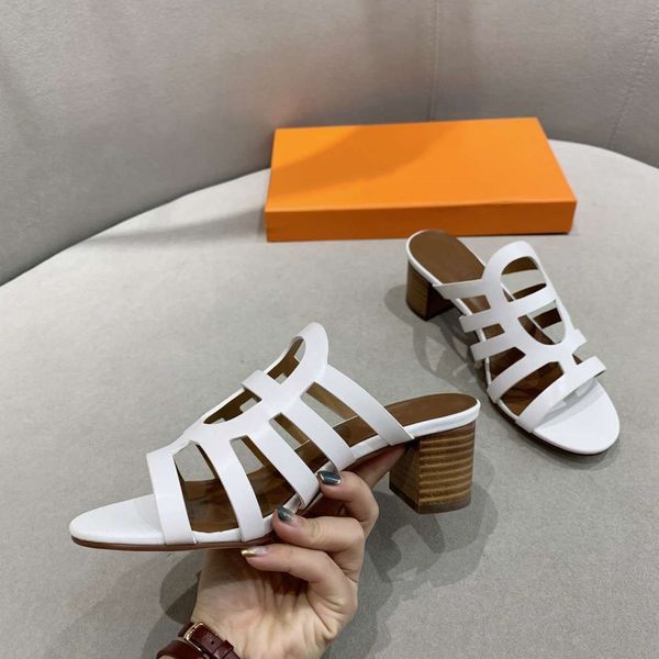 

summer women slides luxury brand female shoes genuine leather sandals revects fashion design suquare heels flip flops 80% off outlet online, Black