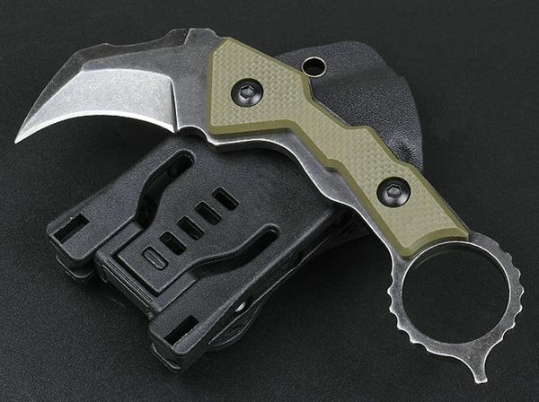 Eski Fabrika Fiyat Karambit Bıçak D2 Siyah Taş Yıkama Bıçak Tam Tang G10 Kolu Sabit Bıçakları Kydex ile Pençe Bıçaklar