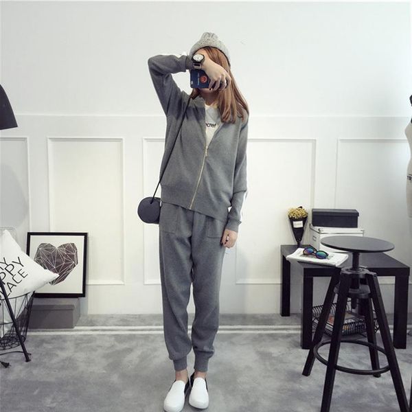 

women's two piece pants 2021 autumn clothing set casual style simple design 2 colors size s to 2xl j9562-7675-e, White