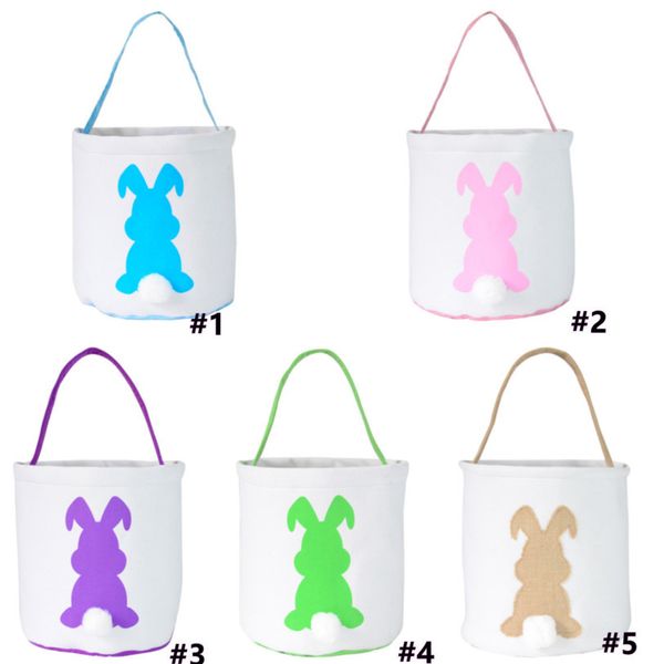 

cute easter bunny bags barrel bucket basket 6styles burlap rabbit ear sequined canvas tote buggy bag gifts egg candies handbag g10508, Black