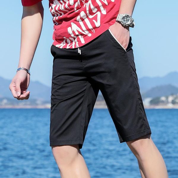 

men's shorts 2021 summer trend beach sports pants versatile 5-point thin cotton loose casual, White;black