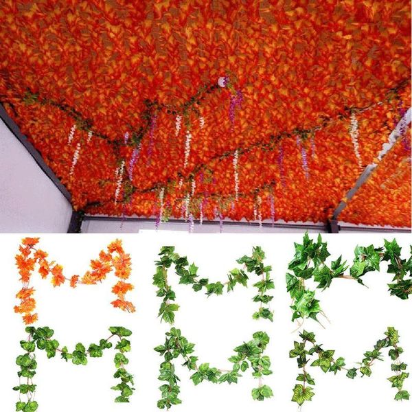 

5pcs artificial maple grape leaf vine plant diy party home wedding wall decor