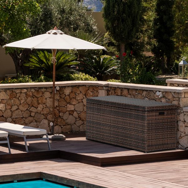 

1 pc outdoor deck box storage box rattan locker patio garden courtyard rattan storage box new