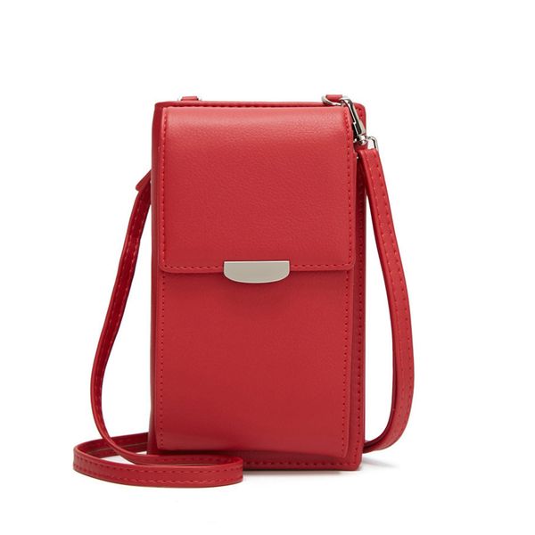 

women lady shoulder crossbody bag purse pu leather portable for mobile phone travel 2020 new womens wallets and purses carteira, Red;black