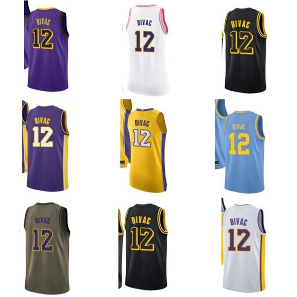 

custom leave name number 12 vlade divac white black yellow blue green brown basketball jersey men women youth jerseys, Black;red