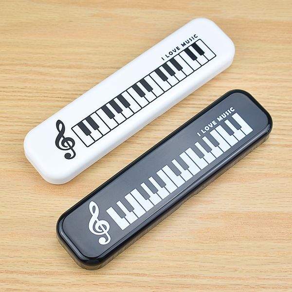 

1 pcs piano toetsenbord plastic etui small pencil cases student kawaii music note paper office school gifts