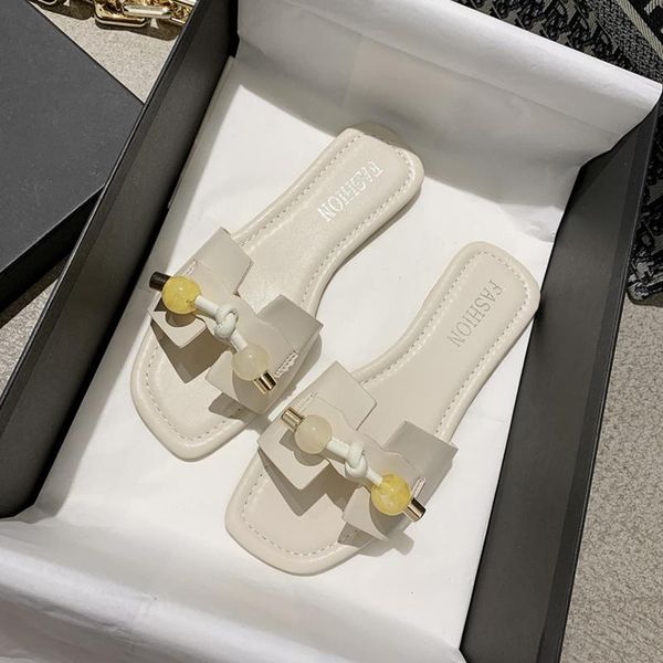 

slippers temperamentssmall fragrance wind flat female outer wear web celebrity 2021 summer versatile, Black