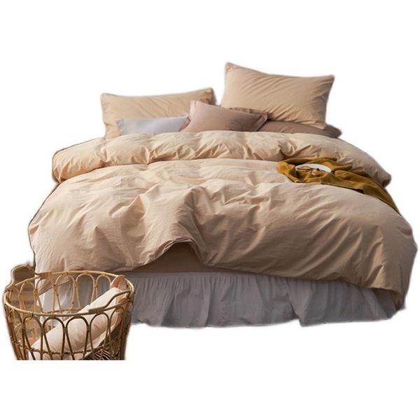 

bedding sets simple solid color, high-quality cream mild cotton twill three or four-piece large bed sheets, bedspreads,