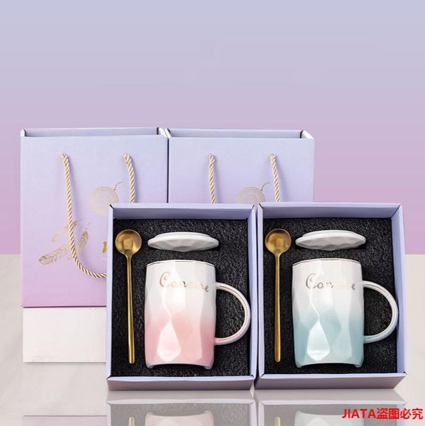 

mugs ceramic mug with lid creative water cup valentine's day coffee gift set color changing box