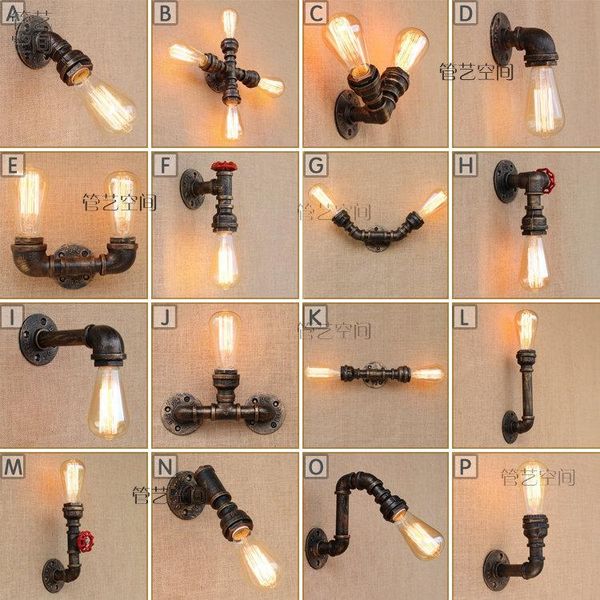 

wall lamp loft industrial lights iron rust water pipe retro vintage e27 sconce for living room bedroom restaurant bar