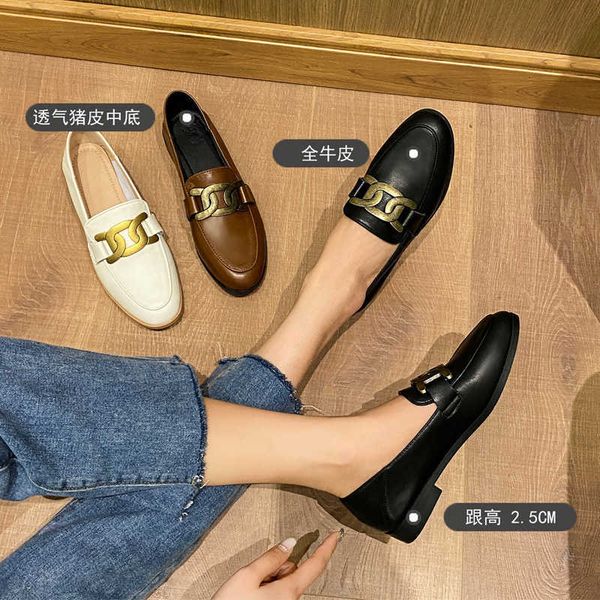 

888-13 leather loafers women's one pedal 2021 british style small sho flat bottomed versatile trendy single