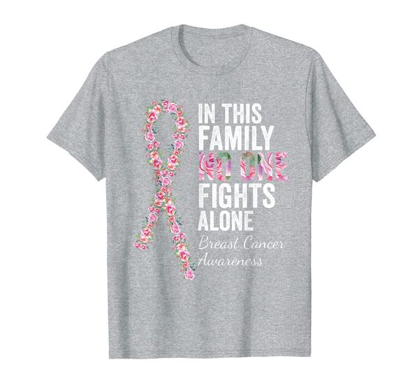 

in this family no one fights alone shirt women breast cancer t-shirt, White;black