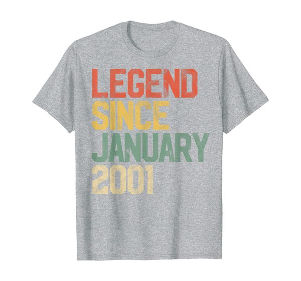 

legend since january 2001 19th birthday gift 19 year old t-shirt, White;black