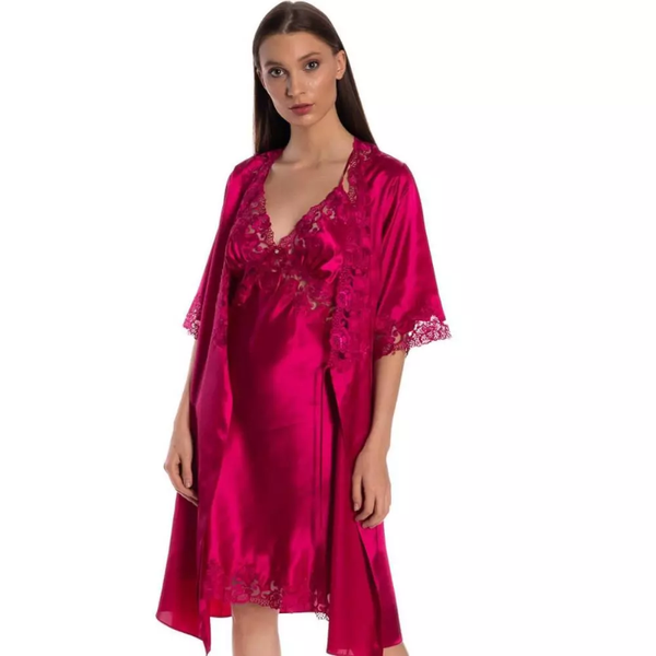 

women's sleepwear women satin nightgown,pajama set,shorts,singlet,robe set 6 pieces pyjamas, Black;red