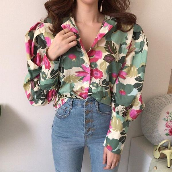 

korea style vintage new spring summer autumn selling womens fashion casual ladies print shirts drop shipping, White