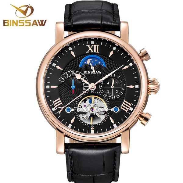 

wristwatches men tourbillon automatic mechanical watch fashion casual sports leather business designer watches relogio masculin, Slivery;brown