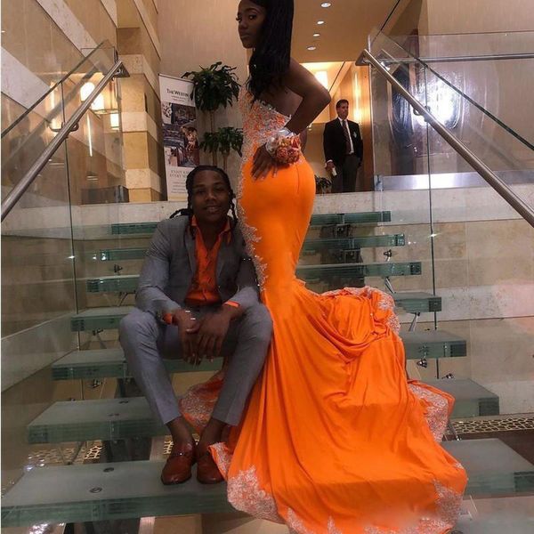 

orange new 2021 halter mermaid es backless appliques beaded sequin formal evening gowns long african prom p44r, White;pink