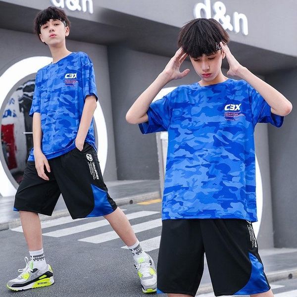 

clothing sets boy suit big kids clothes summer boys quick-drying loose two-piece sportswear 6-15 year old youth, White