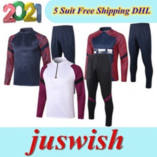 

20 21 men football training tracksuit soccer training suit 2020 2021 survetement de foot chandal football jogging, Black