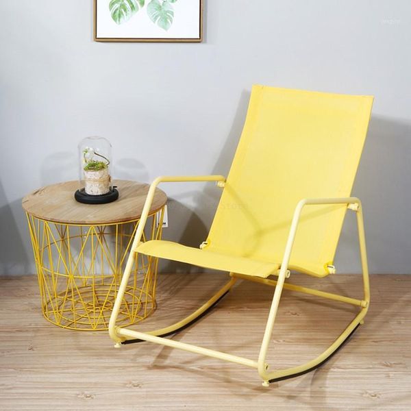

camp furniture nordic metal rocking chair multicolor balcony chaise lounger living room pvc lounge rockign swing chair1