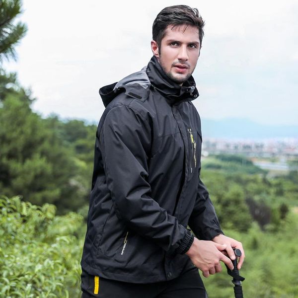 

men's jackets wwkk 2021 men removable liner spring autumn waterprooof hiking outdoor camping trekking climbing windbreaker male coats, Black;brown