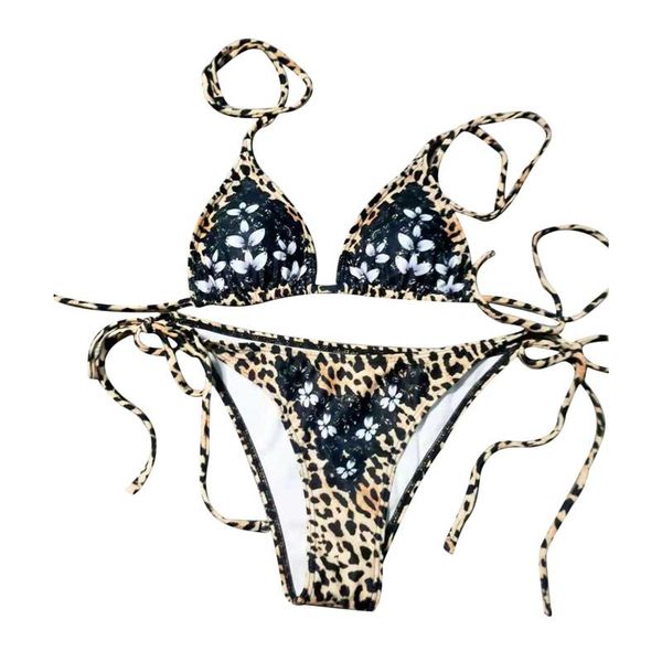 

women's swimwear women leopard print high waist two pieces bikini swimsuit beachwear 2021 beach bathing suit, White;black