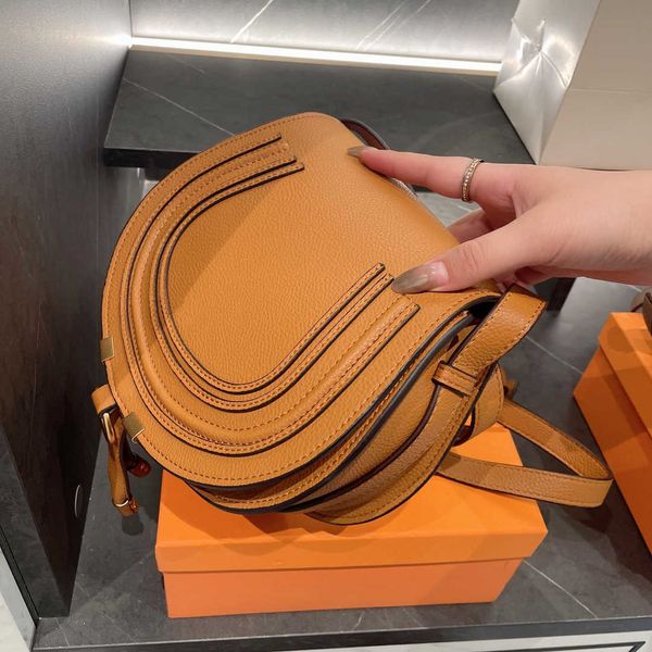 

new 2021ss luxury brand bags design women handbag genuine cowskin leather cloe mini marcie shoulder messenger saddle bag