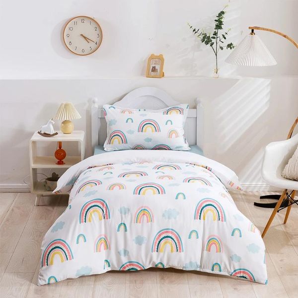 

bedding sets luxury cartoon set rainbow duvet cover king  size kawaii 3d quilt bed for kids baby bedroom decor