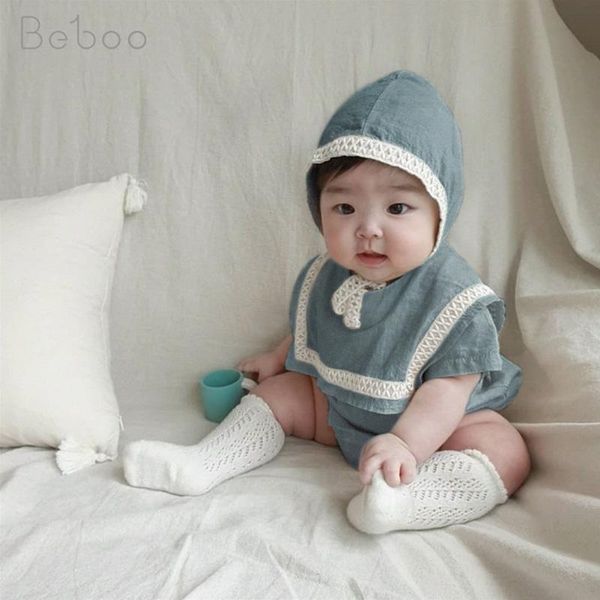 

rompers baby girls bodysuit summer korean style climbing clothing fashion solid color pure cotton jumpsuit 0-24m babies clothes, Blue